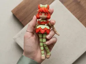 Articulated Strawberry Doll Fidget Print-in-Place