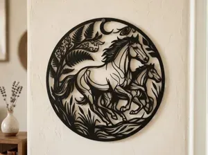 Wall Art: Two Horses Under the Crescent Moon
