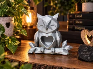 Low Poly Owl with Heart – Cute Love Decoration