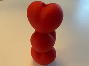 3 fuzzy hearts vase