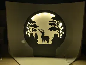 LED Silhouetten Lampe Hirsch im Wald