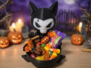 Halloween Skull Cat Candy Bowl