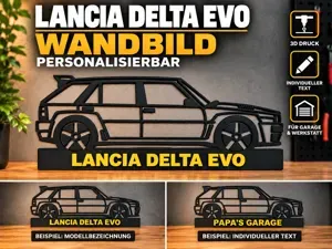 Lancia Delta HF Wandbild Silhouette Personalisiere