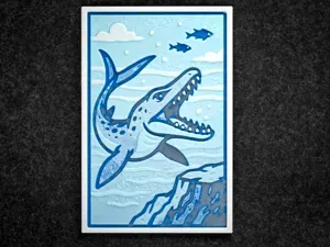 Megalodon chasing fish