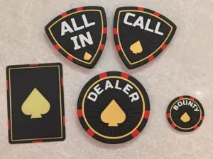 Poker Set: Dealer Button, All In, Chips, Cut Card