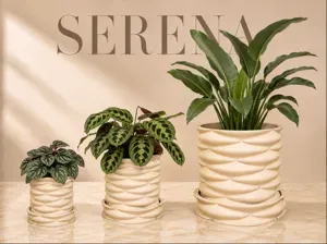 Serena – Sculpted Wave Texture Planter + Drip Tray