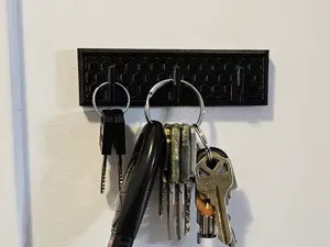 Key holder with bracket for 3M command strip