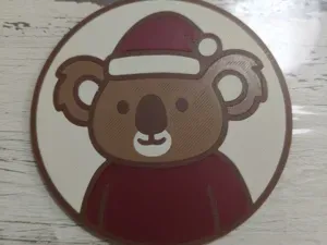 Christmas Coaster – Koala with Santa Hat