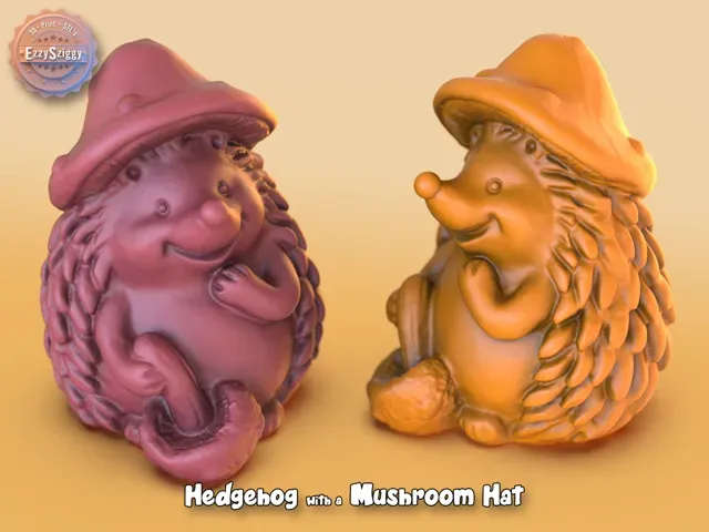 Cute Hedgehog with a Mushroom hat