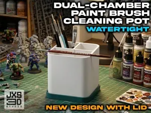Dual-Chamber Paint Brush Cleaning Pot with Lid