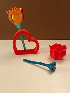 Rose with heart vase