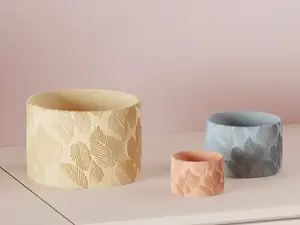 Elegant Leaf Pattern Plant Pot. Hand Drawn Planter