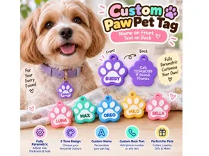 Parametric Paw Pet Tag – Custom Name - Dog Cat