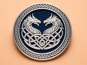 Celtic Twin Dragons Coaster – Viking Knot Relief