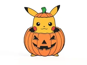 Pikachu Halloween Jack-O-Lantern Costume Wall Art