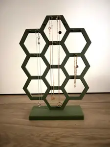 Hex design jewelry stand for necklaces and bracelets