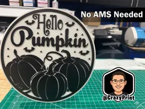 Hello Pumpkin! Fun Halloween 3D Wall Art- No AMS