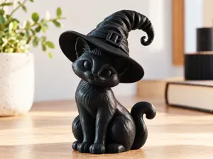 Halloween Witch Cat Witch Hat Cat #088