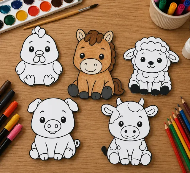 Cute farm animals coloring craft pack — Фото 3 из 5