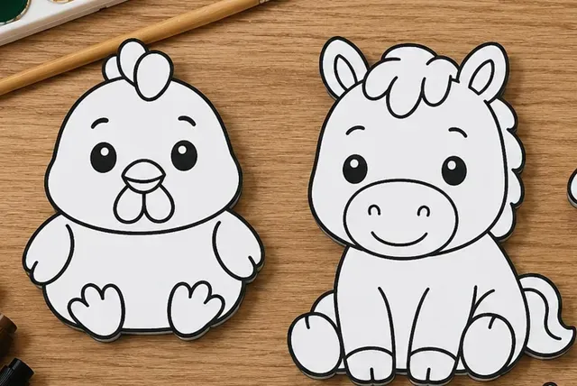 Cute farm animals coloring craft pack — Фото 5 из 5