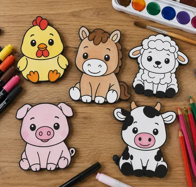 Cute farm animals coloring craft pack — Фото 4 из 5