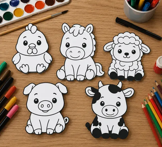 Cute farm animals coloring craft pack — Фото 2 из 5