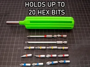 EDC Screwdriver with storage for 20 hex bits