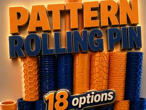 Rolling pin with patterns (18 patterns + cut disc)