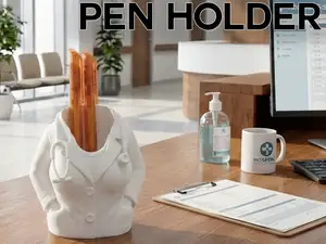 Doctor's Coat Pen Holder Desk Organizer