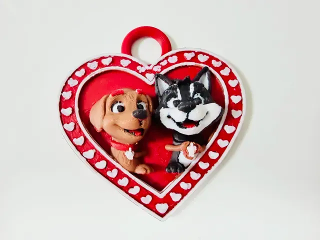 Two Paws, One Heart - Puppy Couple Heart Charm — Image 2 of 10