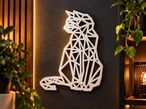 Geometric Cat Wall Art – Low Poly Cat Decoration