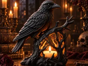 Raven Lantern – Gothic Candle Holder