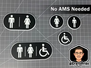 Professional Restroom Door/Wall Signs - No AMS
