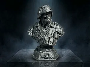 The Undead Soldier Bust – Zombie Horror Sculpture