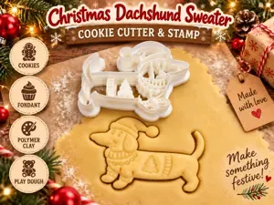 Christmas Dachshund Cookie Cutter & Stamp