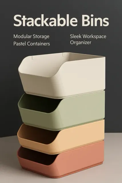 Stackable Minimal Storage Bins 3 Height Set — Image 6 of 6