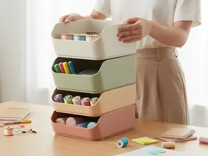 Stackable Minimal Storage Bins 3 Height Set