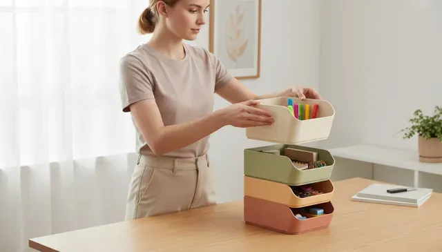 Stackable Minimal Storage Bins 3 Height Set — Image 2 of 6
