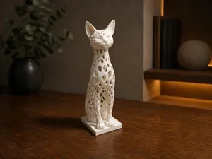 Voronoi Cat Sculpture-Elegant Hollow Cat Decor