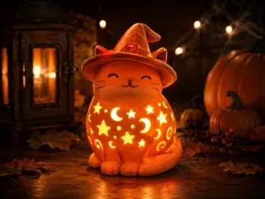 Halloween Witch Cat Lantern