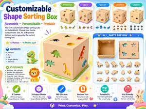 Customizable Sorting Cube Dinosaur, Space 5 Themes