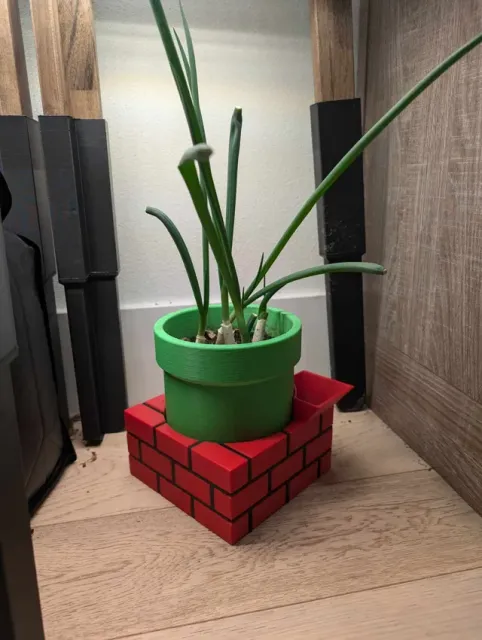 Mario pipe planter no AMS, self watering with wick