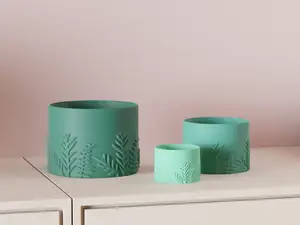 Elegant Leaf Themed Planter. Hand Drawn Plant Pot
