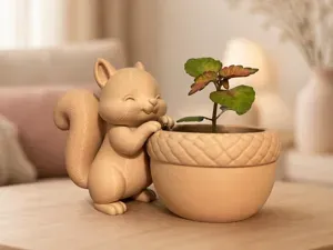 Cute Squirrel Acorn Planter