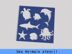 Sea animals stencil