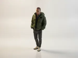 Modern Man in Green Jacket Character Figure