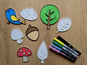 Cute Forest Bird Mushroom Tree DIY Coloring Set