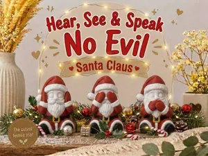 Hear, See & Speak No Evil Santa Claus