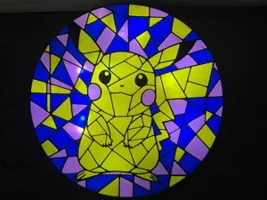 Pikachu Mosaic Stained Glass - Lightbox Suncatcher