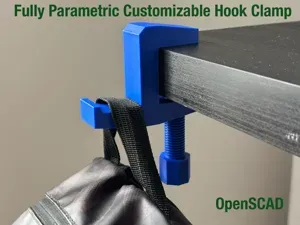 Desk Hook Clamp Fully Customizable OpenSCAD